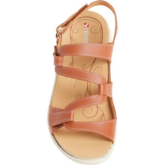 NEW REVERE Emerald Sandals - Leather, Wide For Women in Cognac 253 - Picture 2 of 7